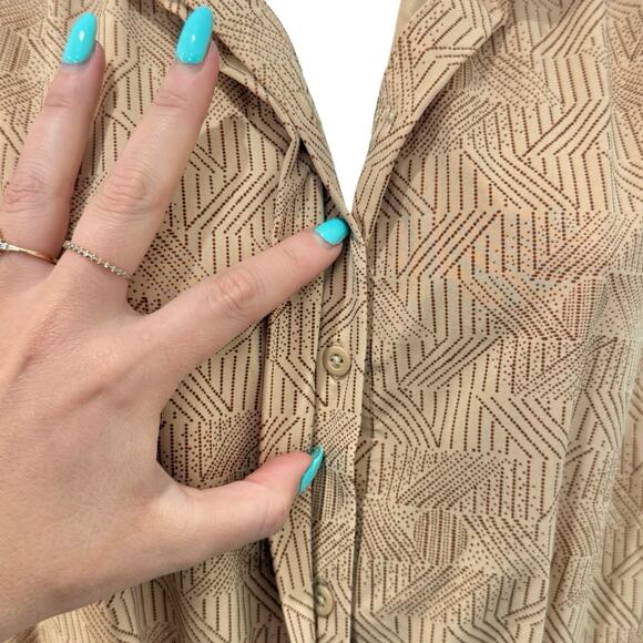 REI Cooperative Tan Brown Drawstring Patterned Shift Short Sleeve Dress size XS - Picture 6 of 13